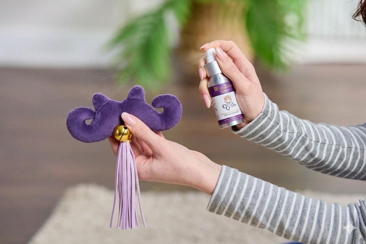 The Count's Moustache Organic Catnip Toy & Elixir Duo Catnip & Silvervine Spray 50ml.