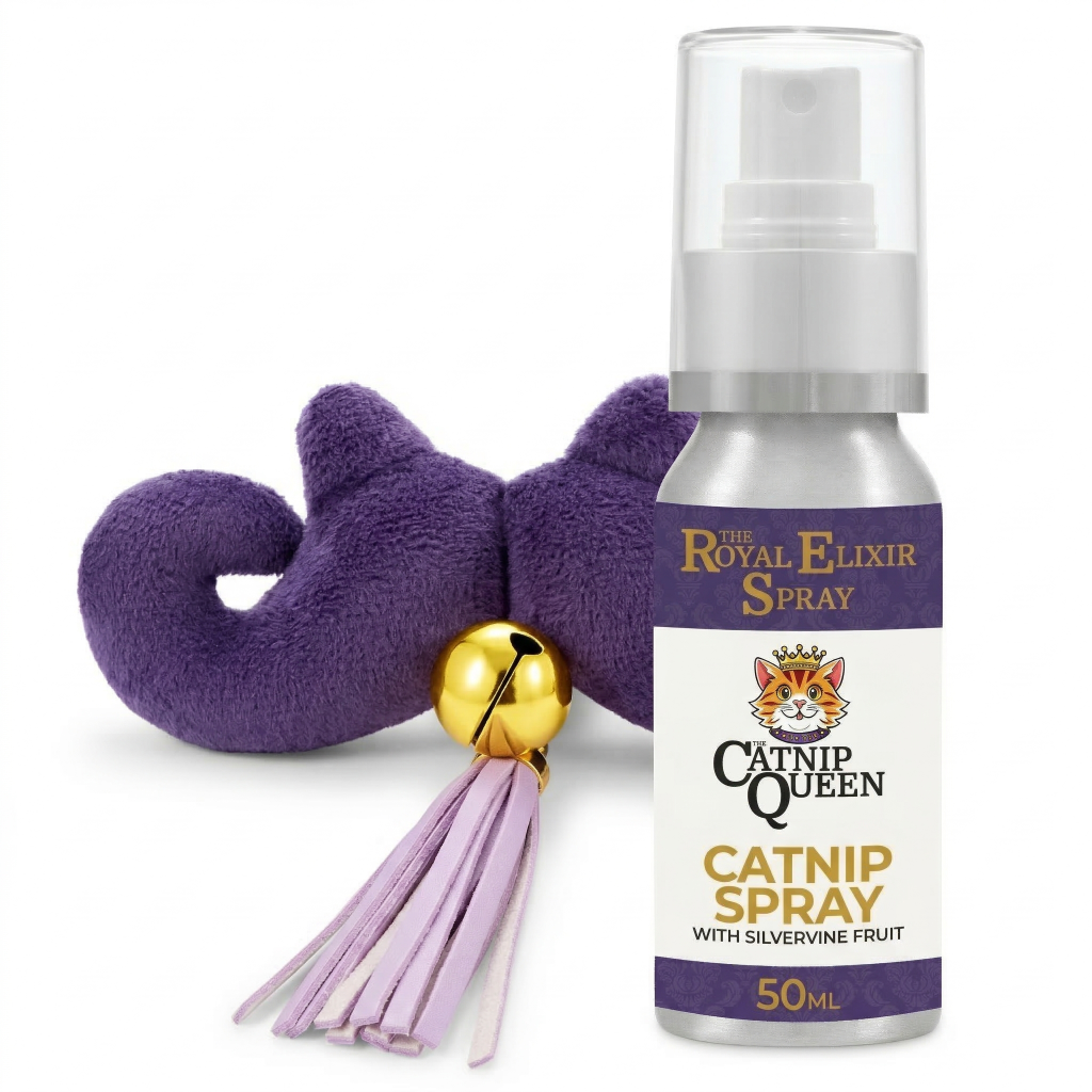 Catnip Toy and Spray_The Counts Moustache and catnip spray with silvervine