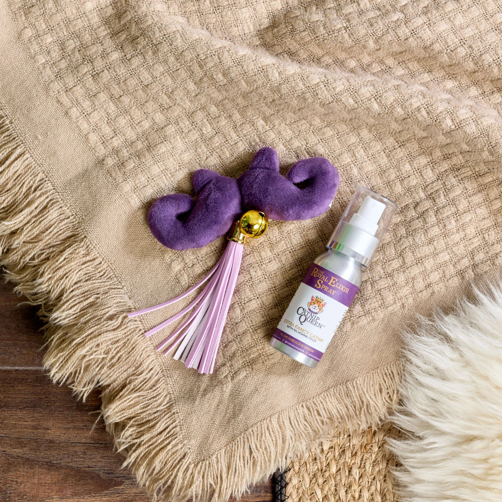The Count's Moustache Organic Catnip Toy & Elixir Duo Catnip & Silvervine Spray 60ml.