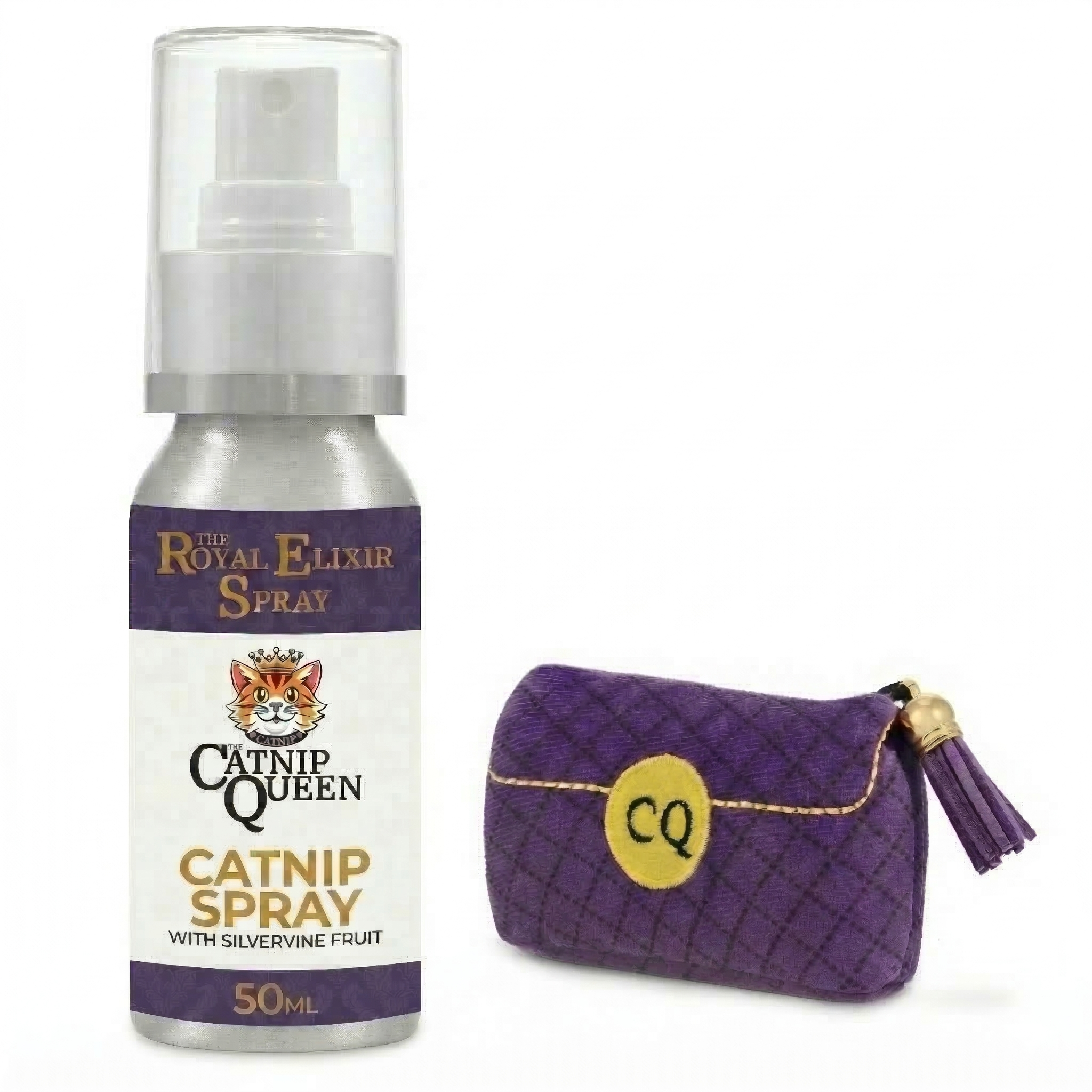 The Designer Clutch & Elixir Duo Bundle - Catnip Toy plus Catnip & Silvervine Spray 50ml.