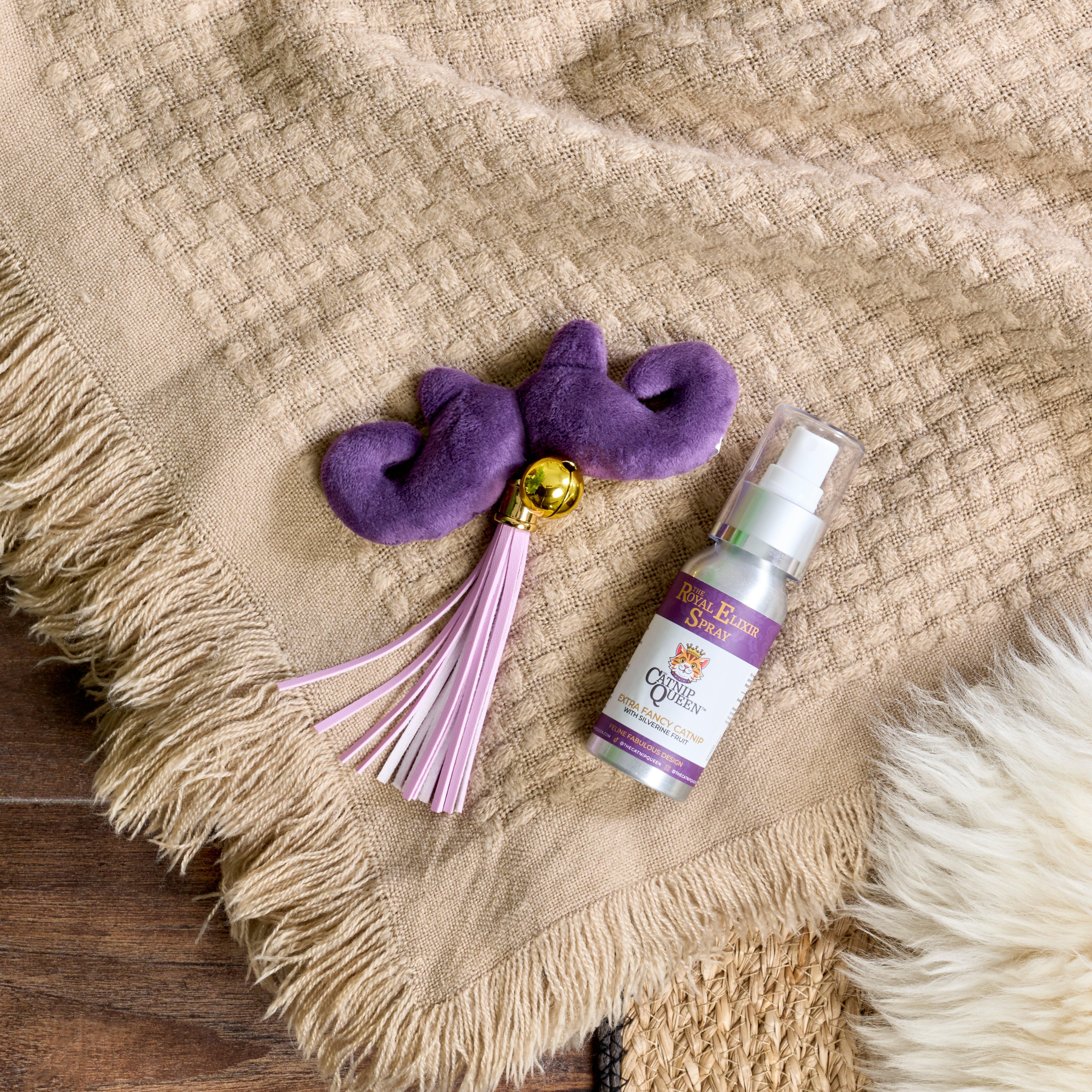 The Count's Moustache Organic Catnip Toy & Elixir Duo Catnip & Silvervine Spray 50ml.