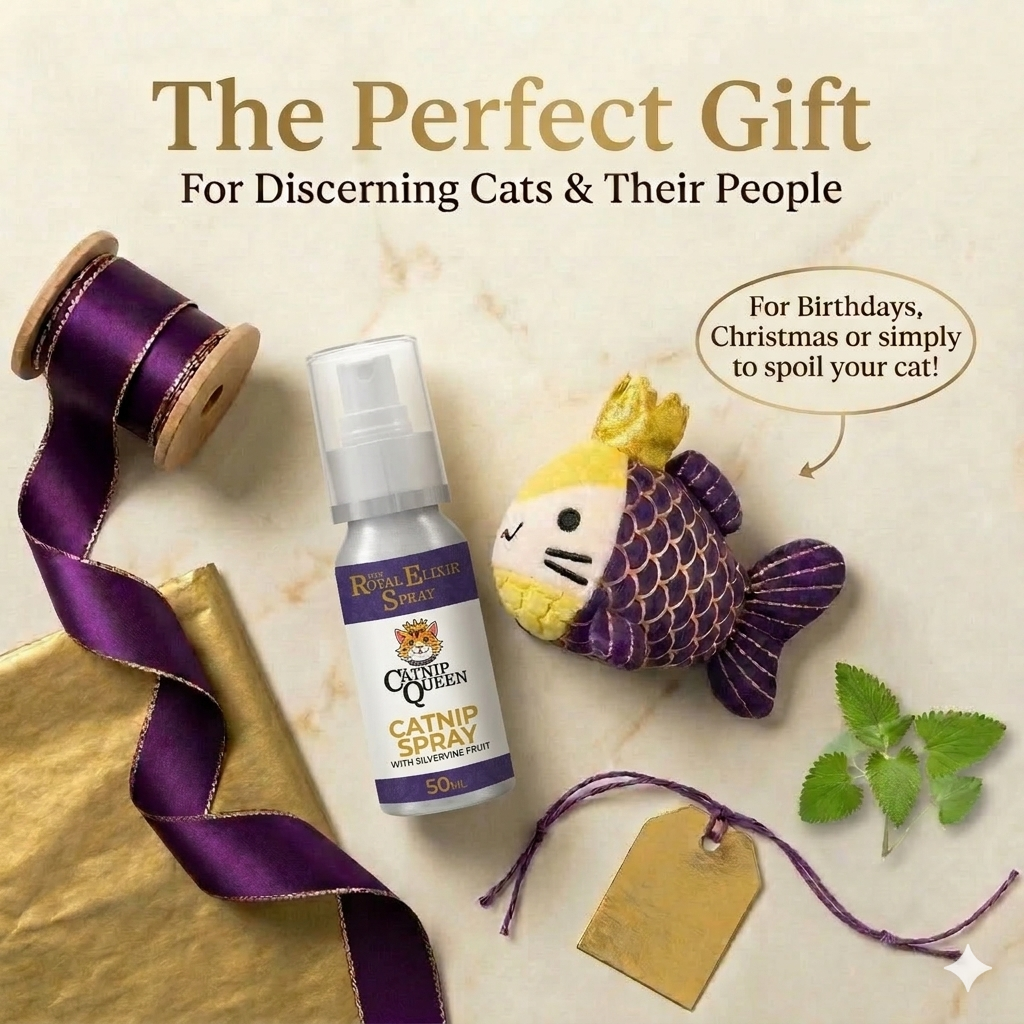 The Count's Moustache Organic Catnip Toy & Elixir Duo Catnip & Silvervine Spray 50ml.